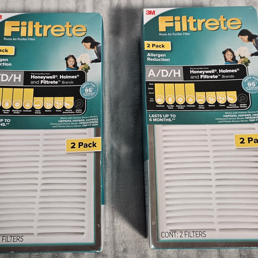 4 filters, 2‎ pack! Filtrete Allergen Reduction HEPA Air Purifier, Size A/D/H